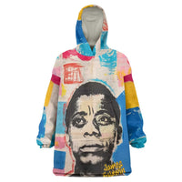 James Baldwin Kid Wearable Blanket Hoodie Colorful Graffiti Style Portrait The Fire Next Time Text Bold Civil Rights Tribute - Wonder Print Shop