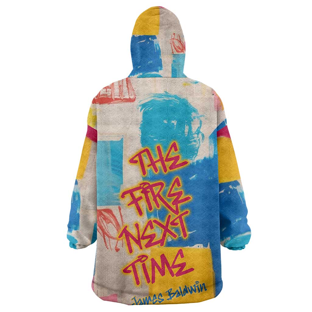 James Baldwin Kid Wearable Blanket Hoodie Colorful Graffiti Style Portrait The Fire Next Time Text Bold Civil Rights Tribute - Wonder Print Shop
