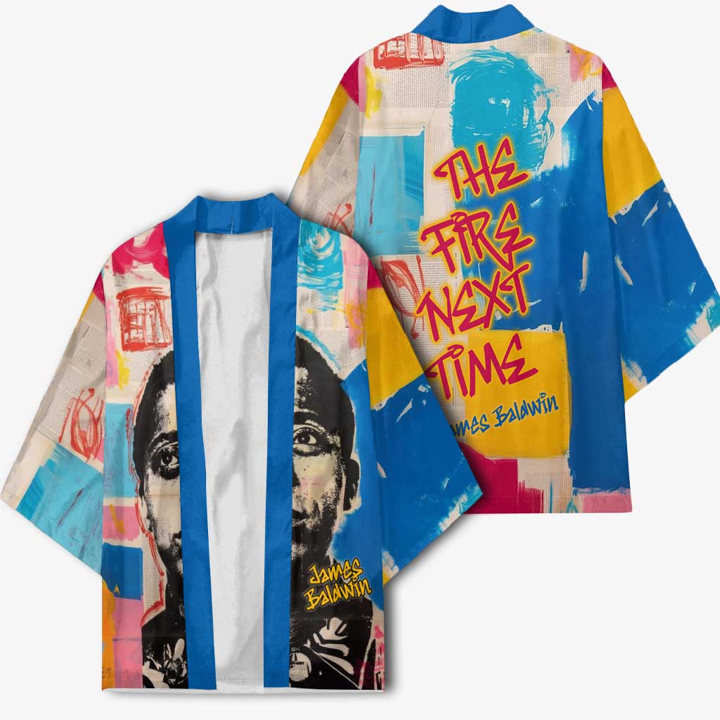 James Baldwin Kimono Colorful Graffiti Style Portrait The Fire Next Time Text Bold Civil Rights Tribute - Wonder Print Shop