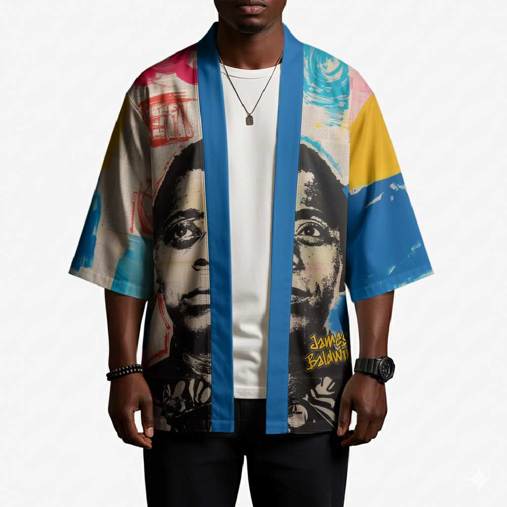James Baldwin Kimono Colorful Graffiti Style Portrait The Fire Next Time Text Bold Civil Rights Tribute - Wonder Print Shop