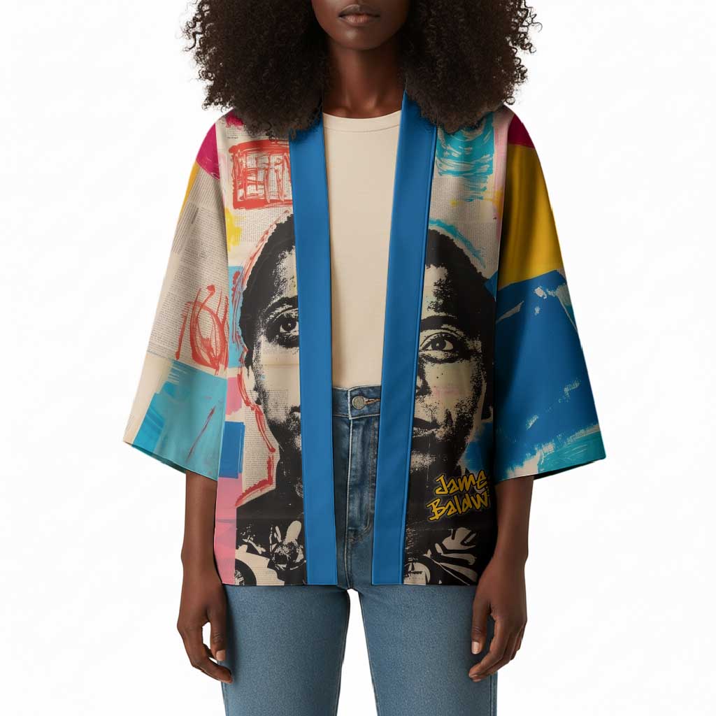 James Baldwin Kimono Colorful Graffiti Style Portrait The Fire Next Time Text Bold Civil Rights Tribute - Wonder Print Shop