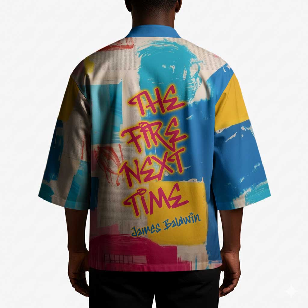 James Baldwin Kimono Colorful Graffiti Style Portrait The Fire Next Time Text Bold Civil Rights Tribute - Wonder Print Shop