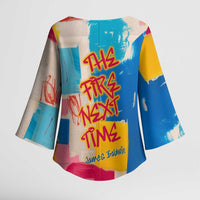 James Baldwin Kimono Sleeve Blouse Colorful Graffiti Style Portrait The Fire Next Time Text Bold Civil Rights Tribute - Wonder Print Shop