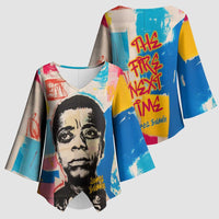 James Baldwin Kimono Sleeve Blouse Colorful Graffiti Style Portrait The Fire Next Time Text Bold Civil Rights Tribute - Wonder Print Shop