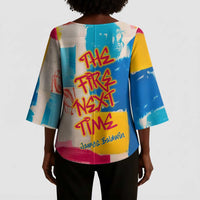 James Baldwin Kimono Sleeve Blouse Colorful Graffiti Style Portrait The Fire Next Time Text Bold Civil Rights Tribute - Wonder Print Shop