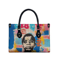 James Baldwin Leather Bag Colorful Graffiti Style Portrait The Fire Next Time Text Bold Civil Rights Tribute - Wonder Print Shop