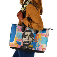 James Baldwin Leather Tote Bag Colorful Graffiti Style Portrait The Fire Next Time Text Bold Civil Rights Tribute - Wonder Print Shop