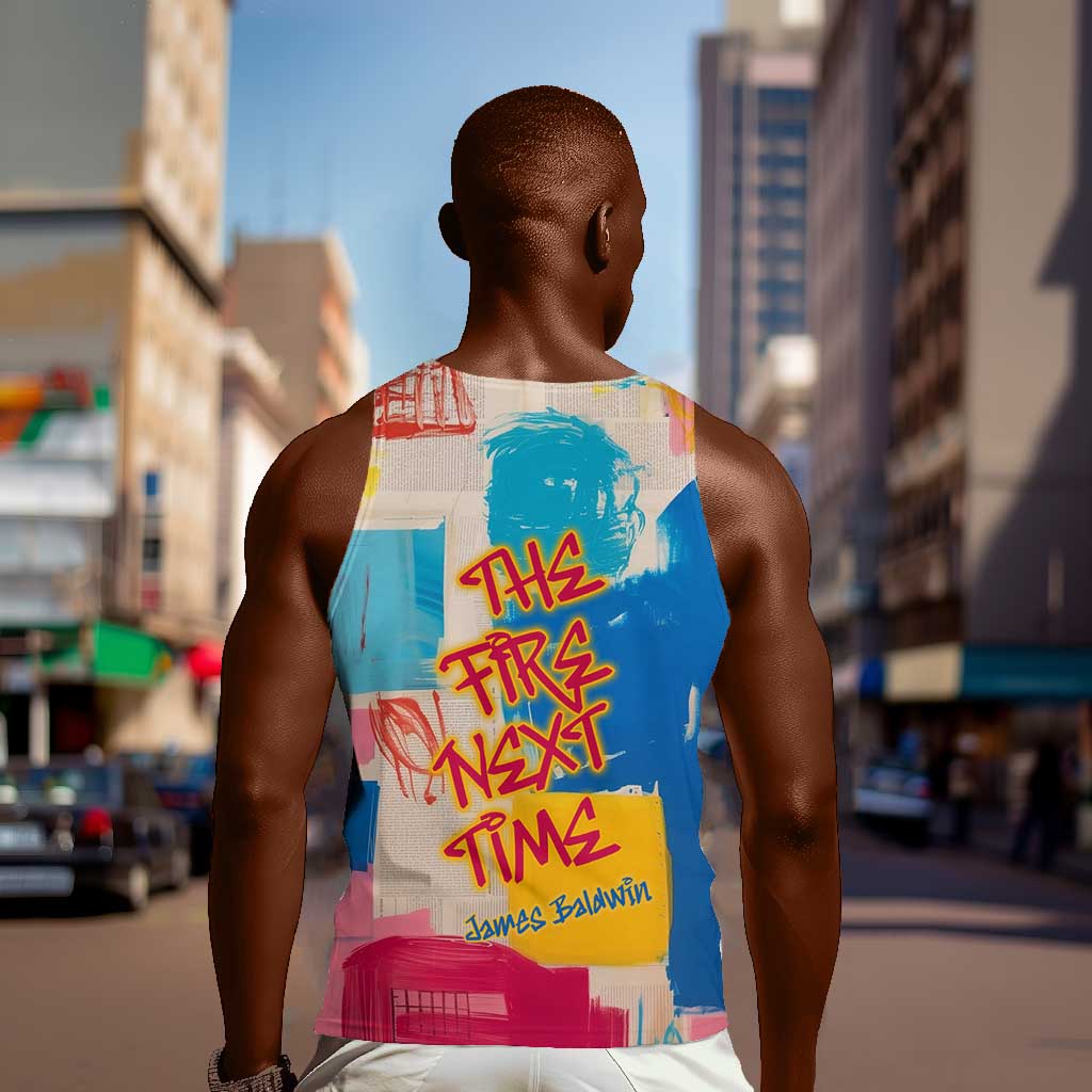 James Baldwin Men Tank Top Colorful Graffiti Style Portrait The Fire Next Time Text Bold Civil Rights Tribute - Wonder Print Shop