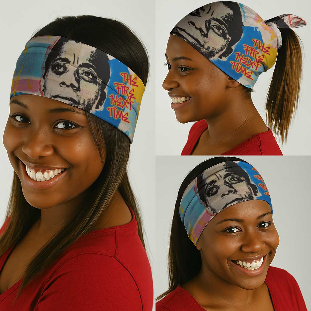 James Baldwin Neck Gaiter Colorful Graffiti Style Portrait The Fire Next Time Text Bold Civil Rights Tribute - Wonder Print Shop