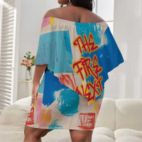 James Baldwin Off Shoulder Short Dress Colorful Graffiti Style Portrait The Fire Next Time Text Bold Civil Rights Tribute - Wonder Print Shop