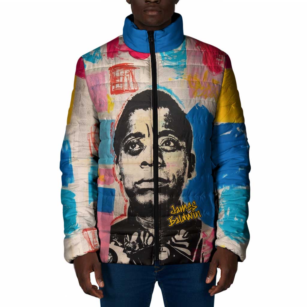 James Baldwin Padded Jacket Colorful Graffiti Style Portrait The Fire Next Time Text Bold Civil Rights Tribute - Wonder Print Shop