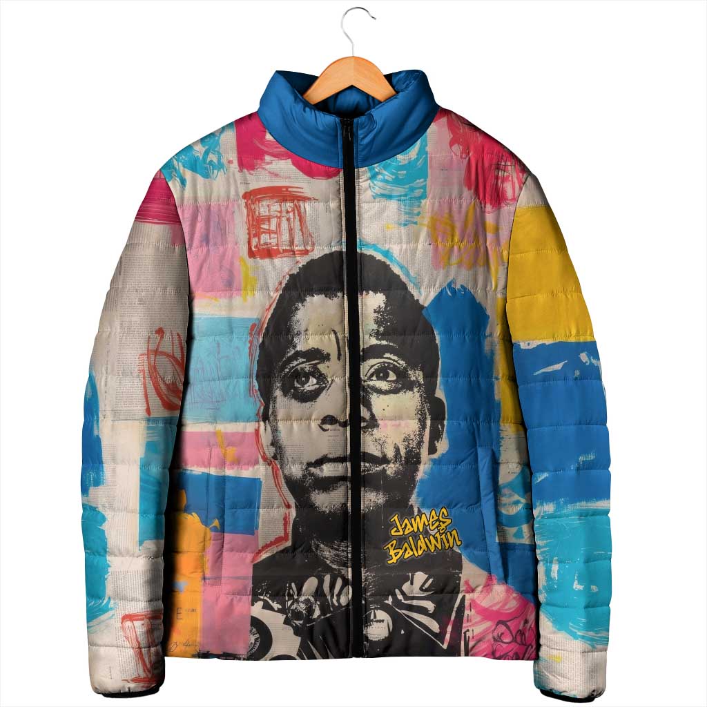 James Baldwin Padded Jacket Colorful Graffiti Style Portrait The Fire Next Time Text Bold Civil Rights Tribute - Wonder Print Shop