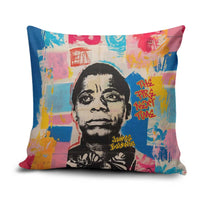 James Baldwin Pillow Cover Colorful Graffiti Style Portrait The Fire Next Time Text Bold Civil Rights Tribute - Wonder Print Shop