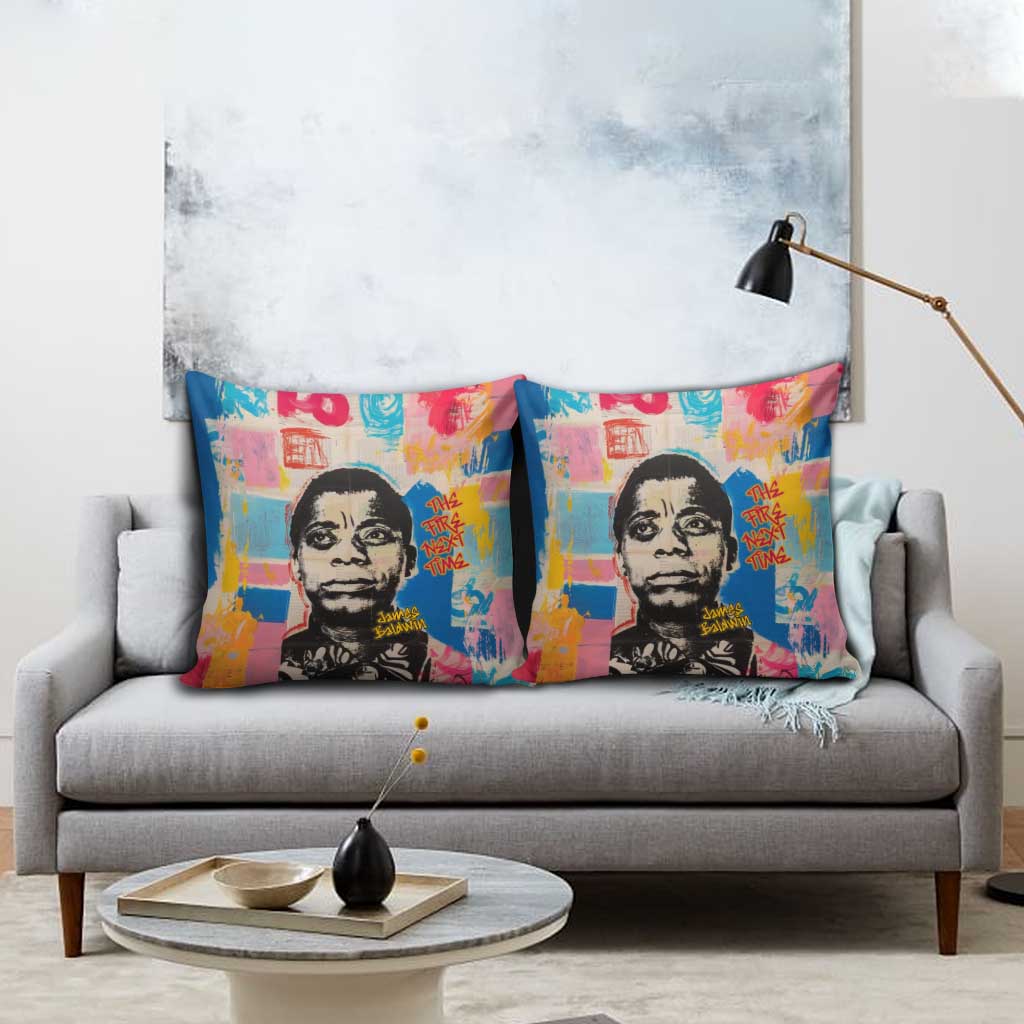 James Baldwin Pillow Cover Colorful Graffiti Style Portrait The Fire Next Time Text Bold Civil Rights Tribute - Wonder Print Shop