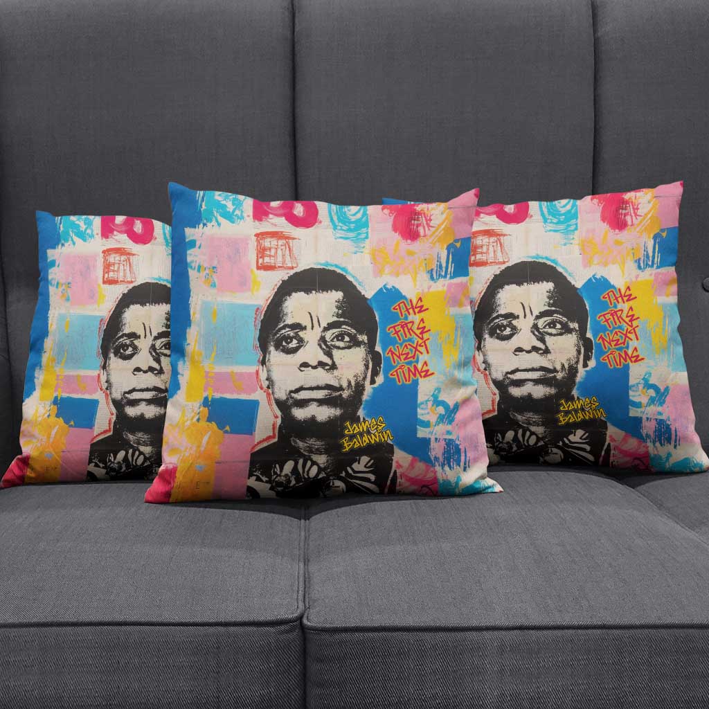 James Baldwin Pillow Cover Colorful Graffiti Style Portrait The Fire Next Time Text Bold Civil Rights Tribute - Wonder Print Shop