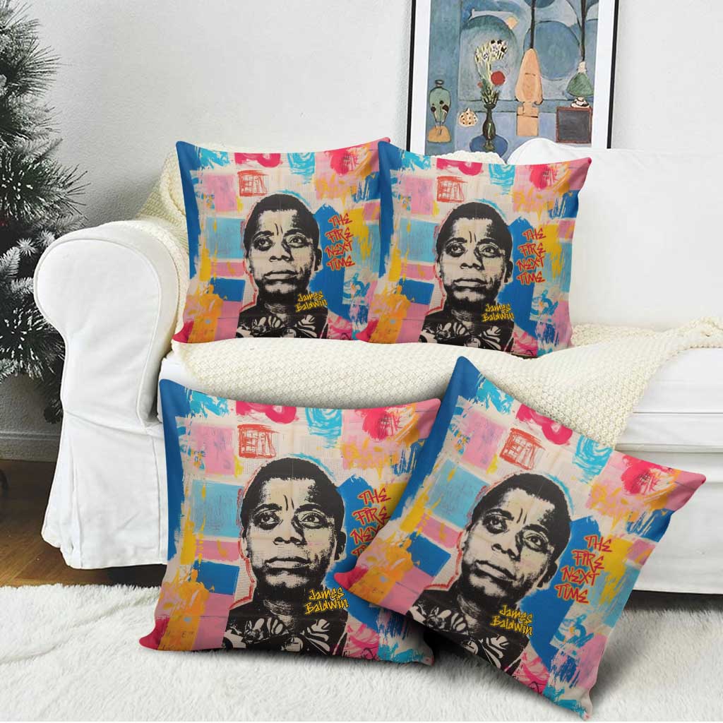 James Baldwin Pillow Cover Colorful Graffiti Style Portrait The Fire Next Time Text Bold Civil Rights Tribute - Wonder Print Shop