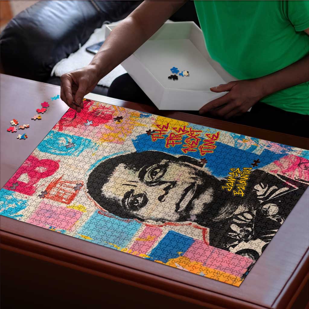 James Baldwin Puzzle Colorful Graffiti Style Portrait The Fire Next Time Text Bold Civil Rights Tribute - Wonder Print Shop