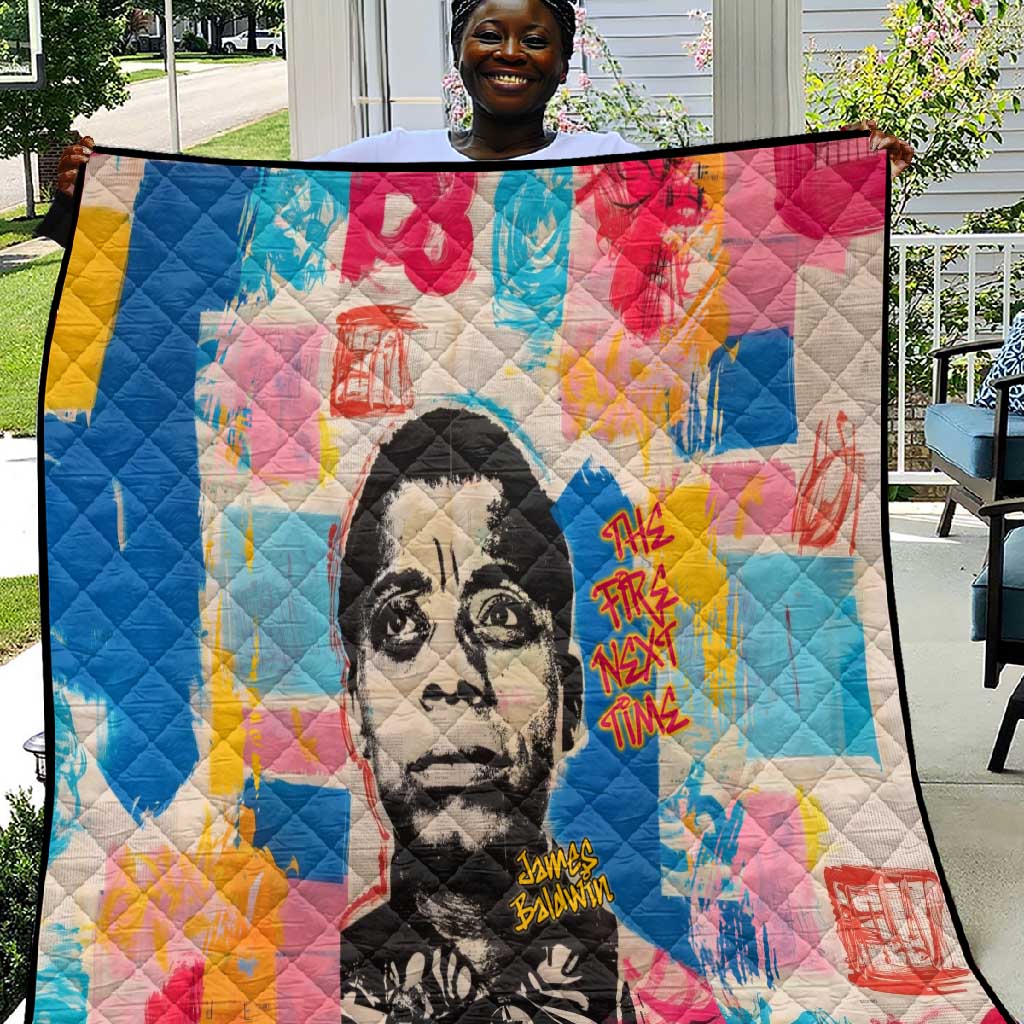 James Baldwin Quilt Colorful Graffiti Style Portrait The Fire Next Time Text Bold Civil Rights Tribute - Wonder Print Shop
