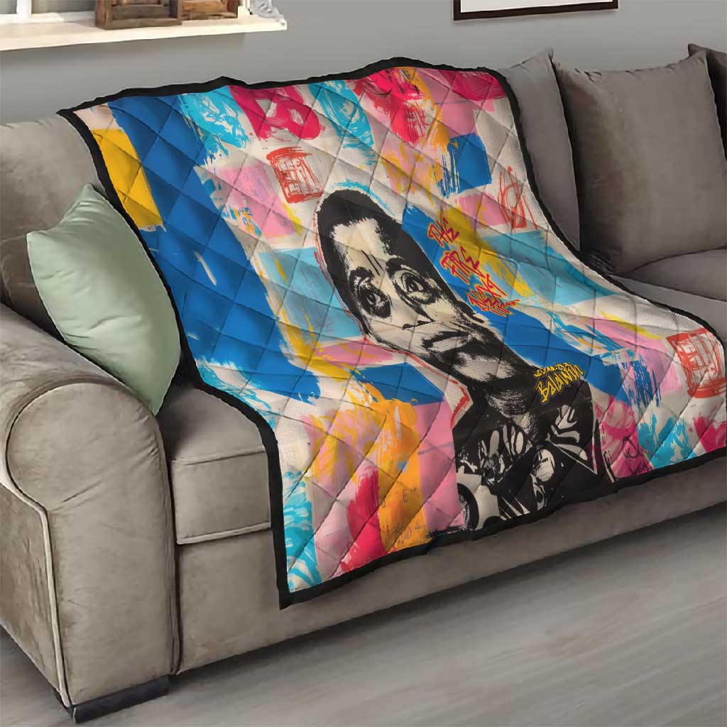 James Baldwin Quilt Colorful Graffiti Style Portrait The Fire Next Time Text Bold Civil Rights Tribute - Wonder Print Shop
