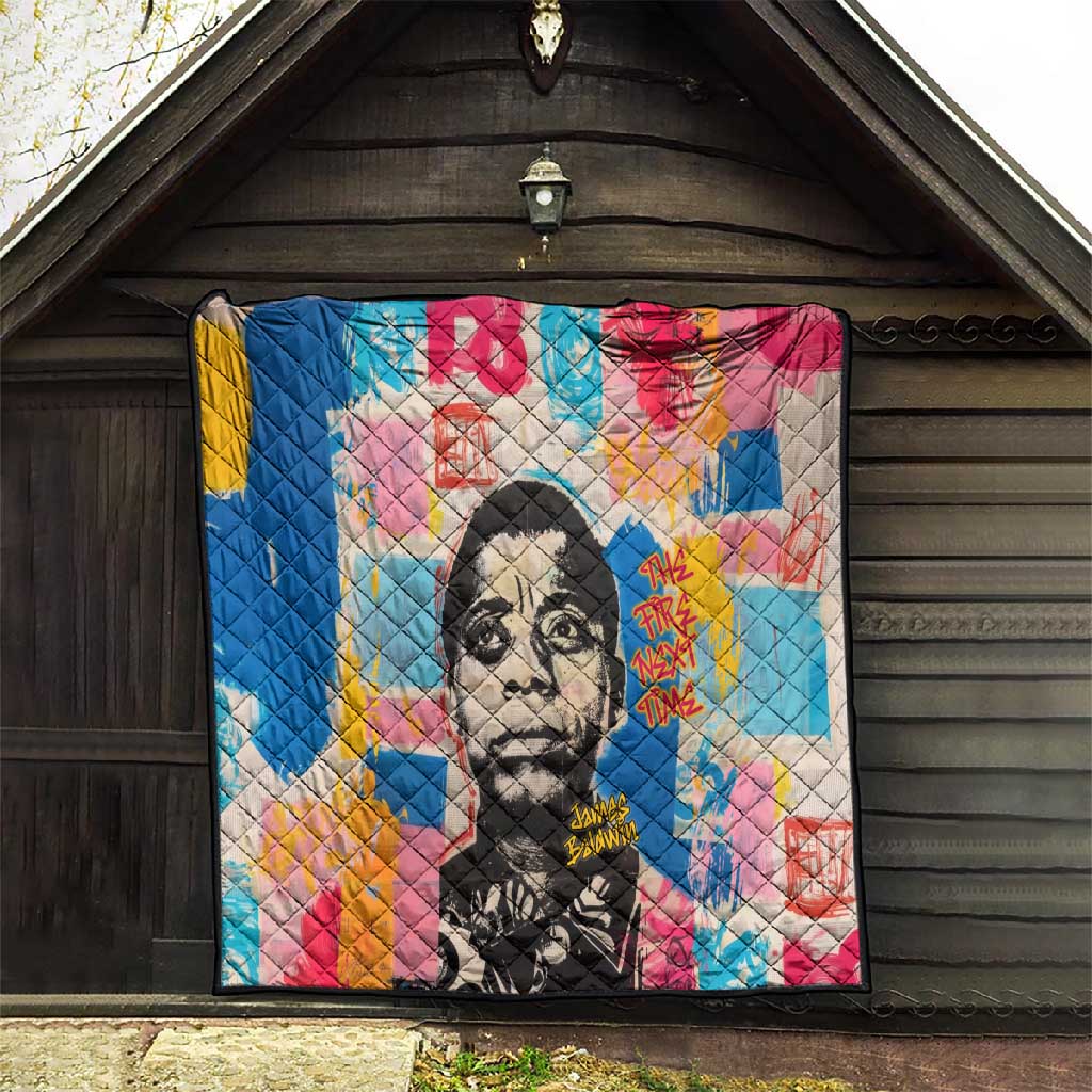 James Baldwin Quilt Colorful Graffiti Style Portrait The Fire Next Time Text Bold Civil Rights Tribute - Wonder Print Shop