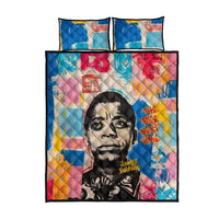 James Baldwin Quilt Bed Set Colorful Graffiti Style Portrait The Fire Next Time Text Bold Civil Rights Tribute - Wonder Print Shop