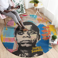 James Baldwin Round Carpet Colorful Graffiti Style Portrait The Fire Next Time Text Bold Civil Rights Tribute - Wonder Print Shop