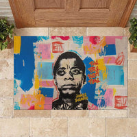 James Baldwin Rubber Doormat Colorful Graffiti Style Portrait The Fire Next Time Text Bold Civil Rights Tribute - Wonder Print Shop