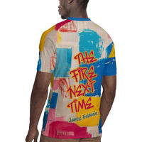 James Baldwin Rugby Jersey Colorful Graffiti Style Portrait The Fire Next Time Text Bold Civil Rights Tribute TS04
