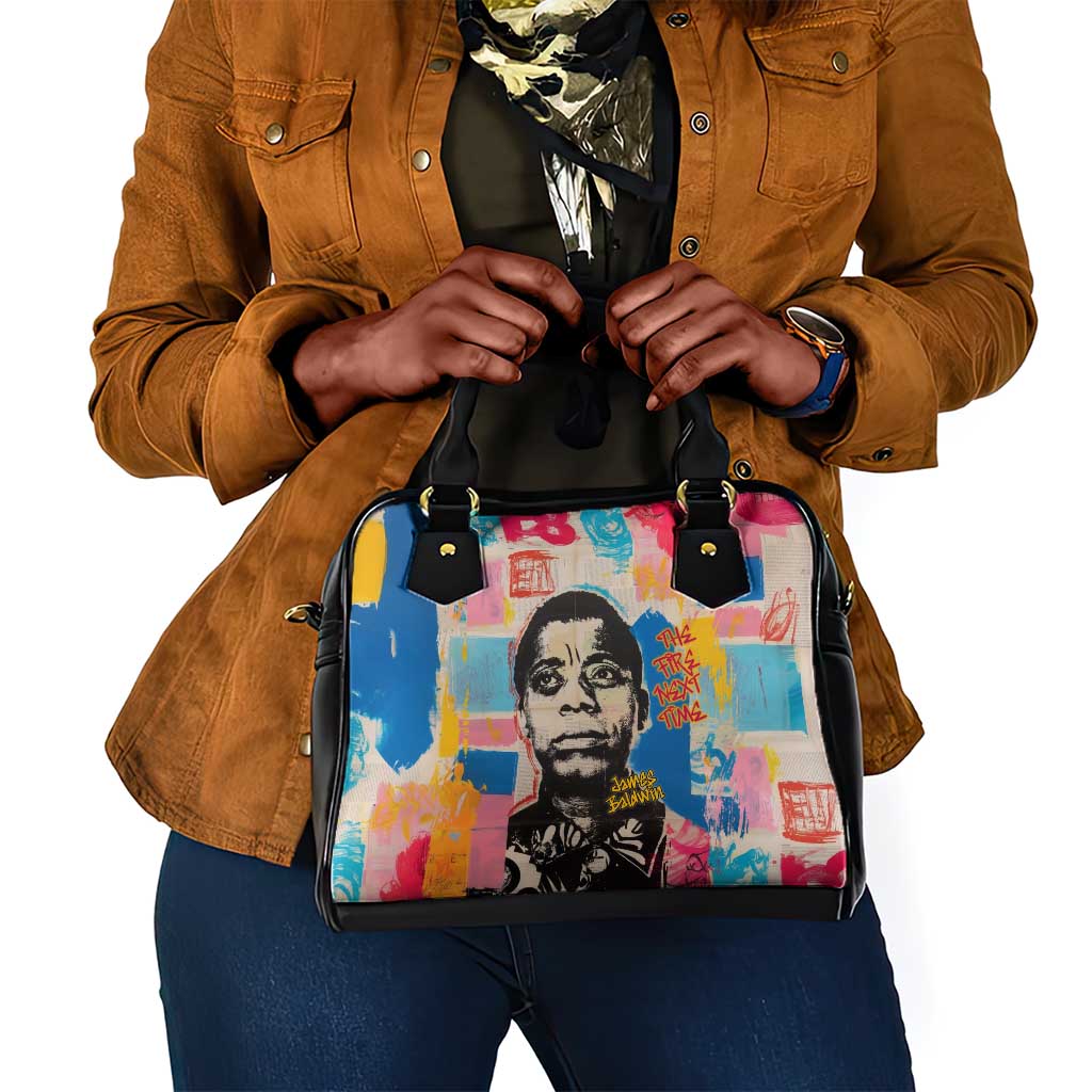 James Baldwin Shoulder Handbag Colorful Graffiti Style Portrait The Fire Next Time Text Bold Civil Rights Tribute - Wonder Print Shop