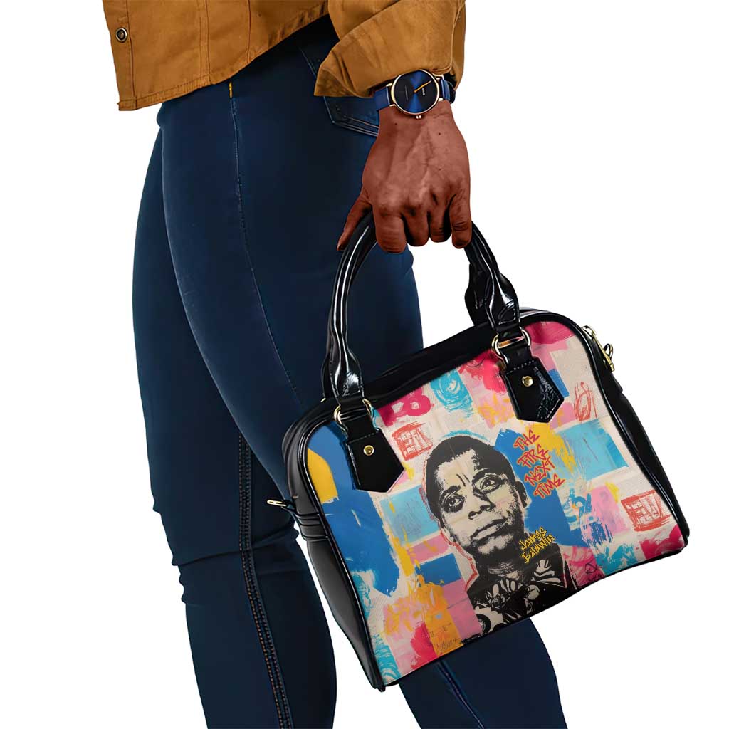 James Baldwin Shoulder Handbag Colorful Graffiti Style Portrait The Fire Next Time Text Bold Civil Rights Tribute - Wonder Print Shop