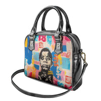 James Baldwin Shoulder Handbag Colorful Graffiti Style Portrait The Fire Next Time Text Bold Civil Rights Tribute - Wonder Print Shop