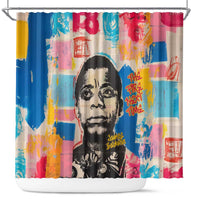 James Baldwin Shower Curtain Colorful Graffiti Style Portrait The Fire Next Time Text Bold Civil Rights Tribute - Wonder Print Shop