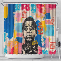 James Baldwin Shower Curtain Colorful Graffiti Style Portrait The Fire Next Time Text Bold Civil Rights Tribute - Wonder Print Shop