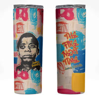 James Baldwin Skinny Tumbler Colorful Graffiti Style Portrait The Fire Next Time Text Bold Civil Rights Tribute - Wonder Print Shop