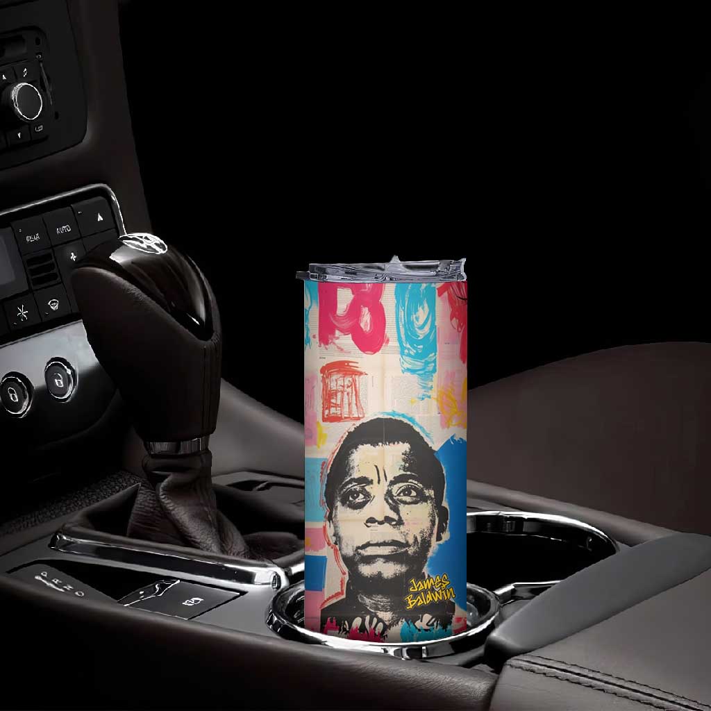 James Baldwin Skinny Tumbler Colorful Graffiti Style Portrait The Fire Next Time Text Bold Civil Rights Tribute - Wonder Print Shop