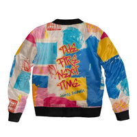 James Baldwin Sleeve Zip Bomber Jacket Colorful Graffiti Style Portrait The Fire Next Time Text Bold Civil Rights Tribute - Wonder Print Shop