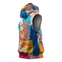 James Baldwin Sleeveless Hoodie Colorful Graffiti Style Portrait The Fire Next Time Text Bold Civil Rights Tribute - Wonder Print Shop