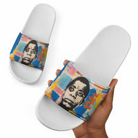 James Baldwin Slide Sandals Colorful Graffiti Style Portrait The Fire Next Time Text Bold Civil Rights Tribute - Wonder Print Shop