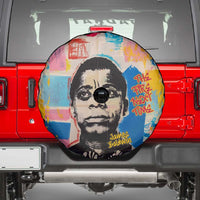 James Baldwin Spare Tire Cover Colorful Graffiti Style Portrait The Fire Next Time Text Bold Civil Rights Tribute - Wonder Print Shop