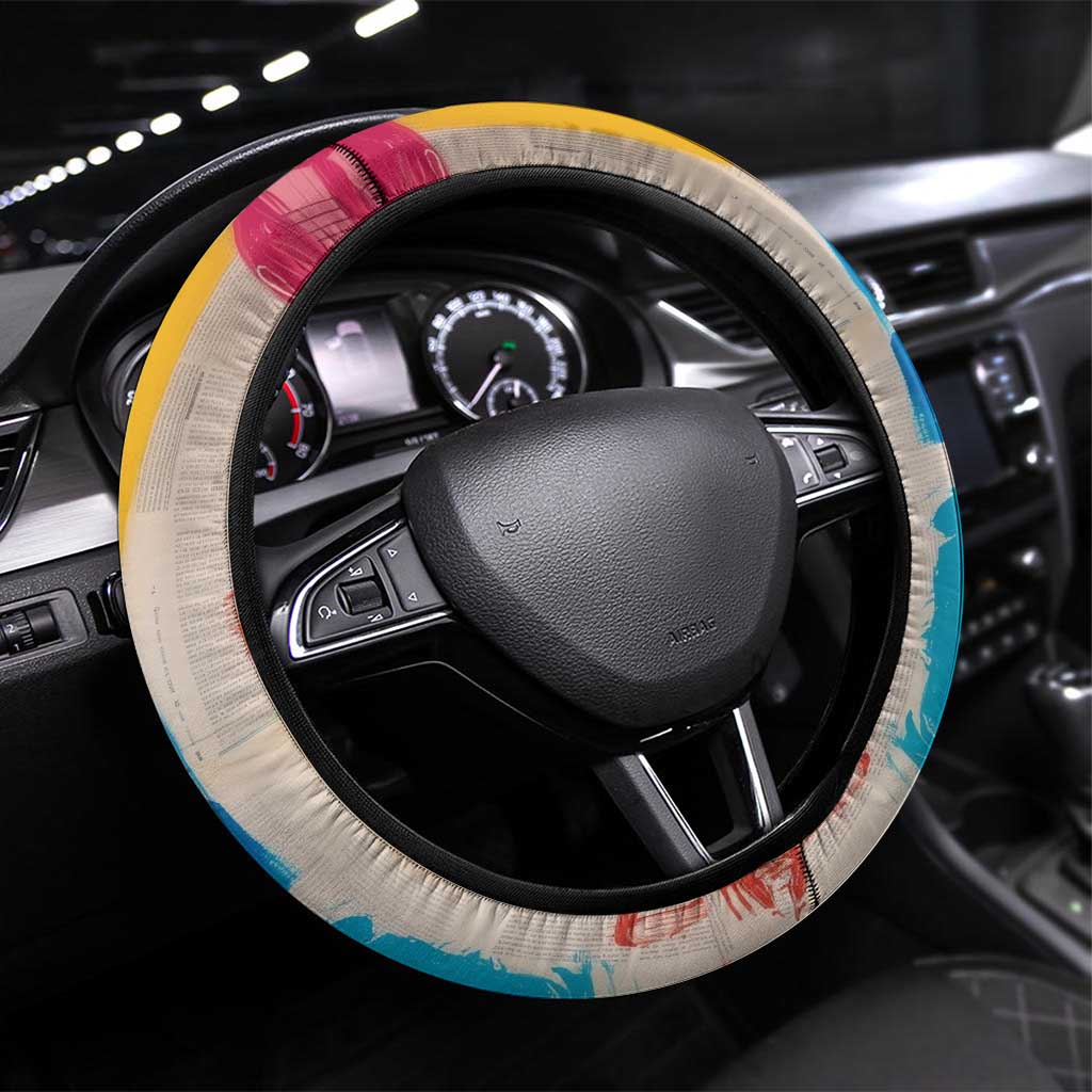 James Baldwin Steering Wheel Cover Colorful Graffiti Style Portrait The Fire Next Time Text Bold Civil Rights Tribute - Wonder Print Shop