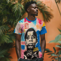 James Baldwin T shirt Colorful Graffiti Style Portrait The Fire Next Time Text Bold Civil Rights Tribute TS04