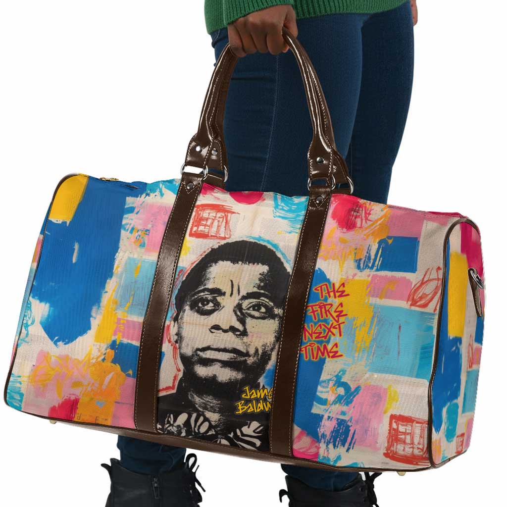 James Baldwin Travel Bag Colorful Graffiti Style Portrait The Fire Next Time Text Bold Civil Rights Tribute - Wonder Print Shop