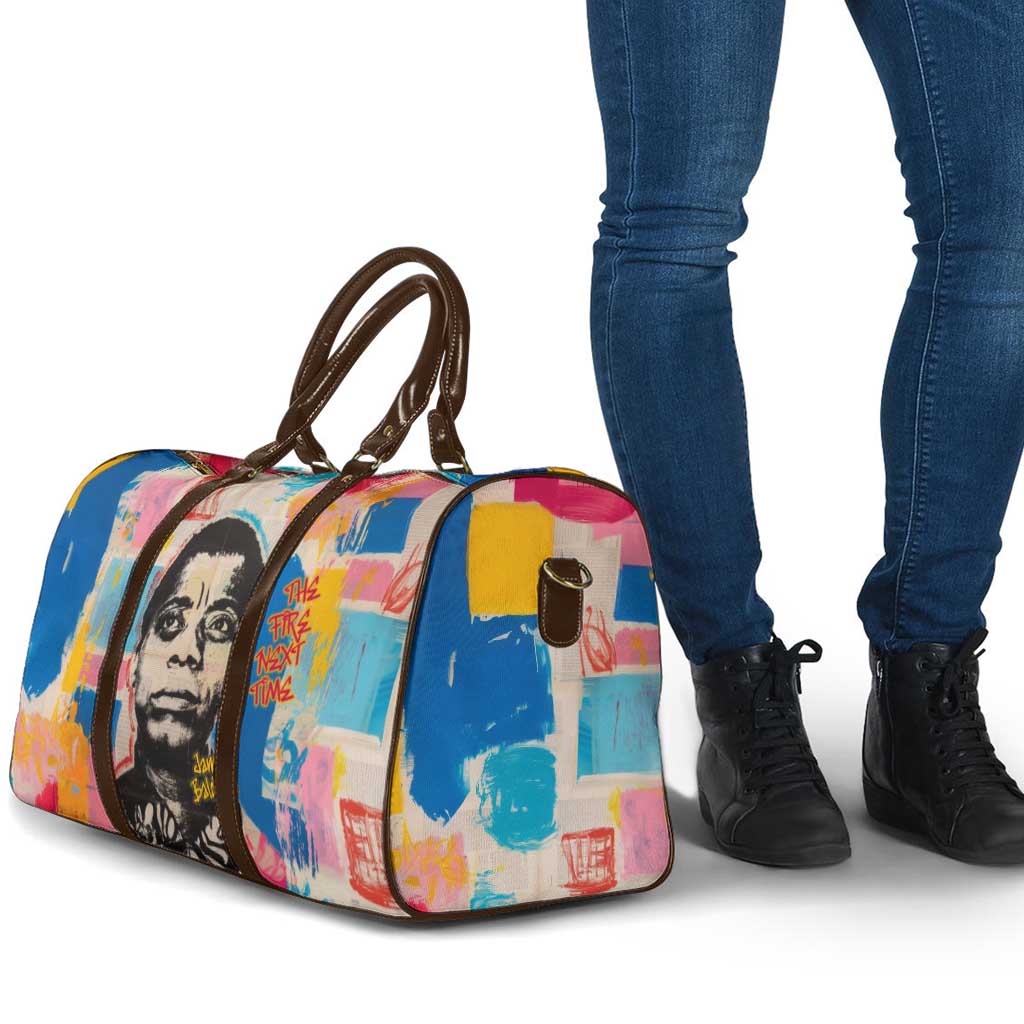 James Baldwin Travel Bag Colorful Graffiti Style Portrait The Fire Next Time Text Bold Civil Rights Tribute - Wonder Print Shop