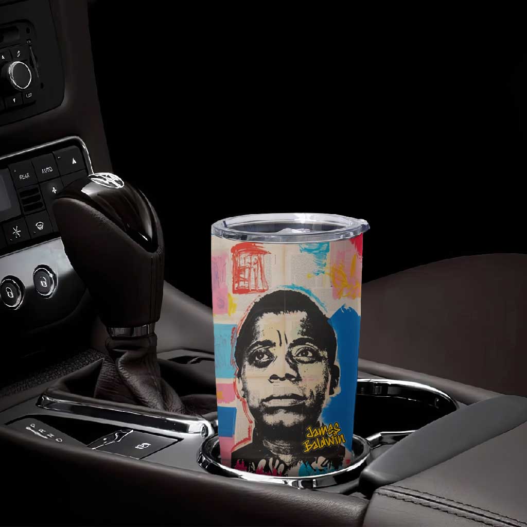 James Baldwin Tumbler Cup Colorful Graffiti Style Portrait The Fire Next Time Text Bold Civil Rights Tribute - Wonder Print Shop