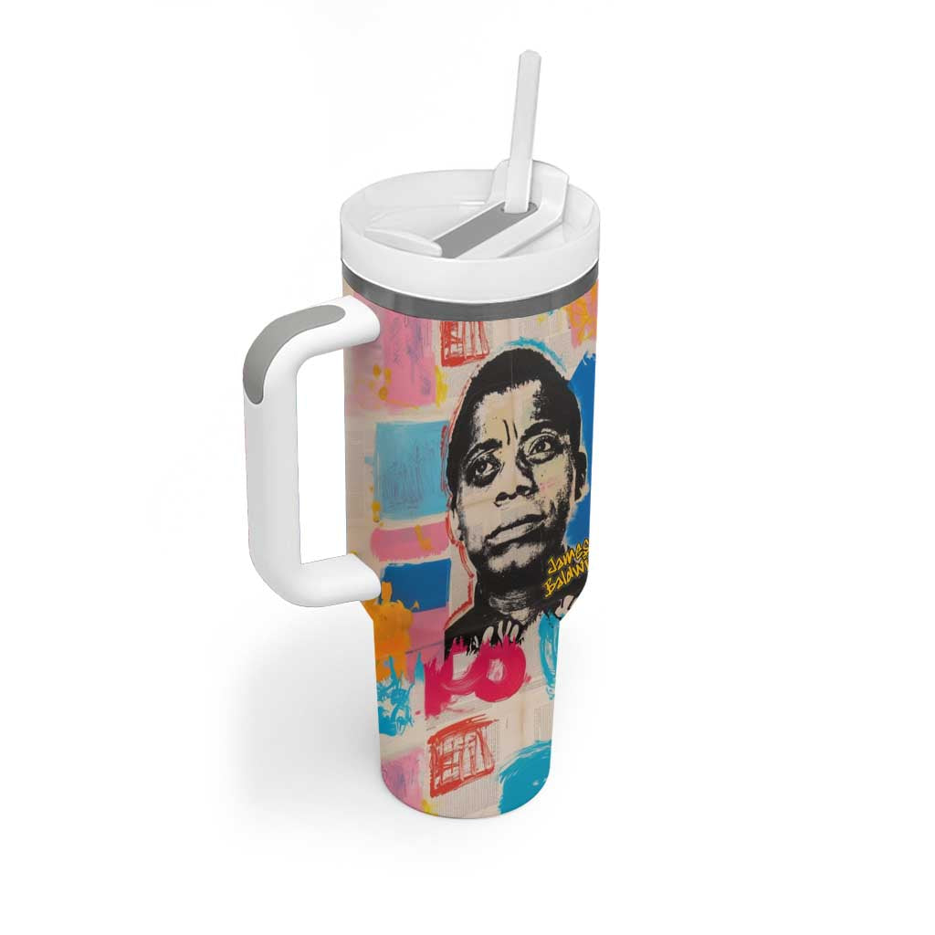 James Baldwin Tumbler With Handle Colorful Graffiti Style Portrait The Fire Next Time Text Bold Civil Rights Tribute - Wonder Print Shop