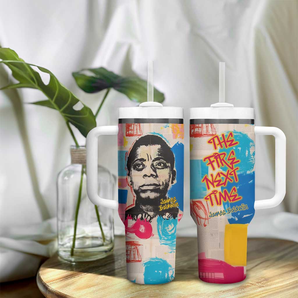 James Baldwin Tumbler With Handle Colorful Graffiti Style Portrait The Fire Next Time Text Bold Civil Rights Tribute - Wonder Print Shop