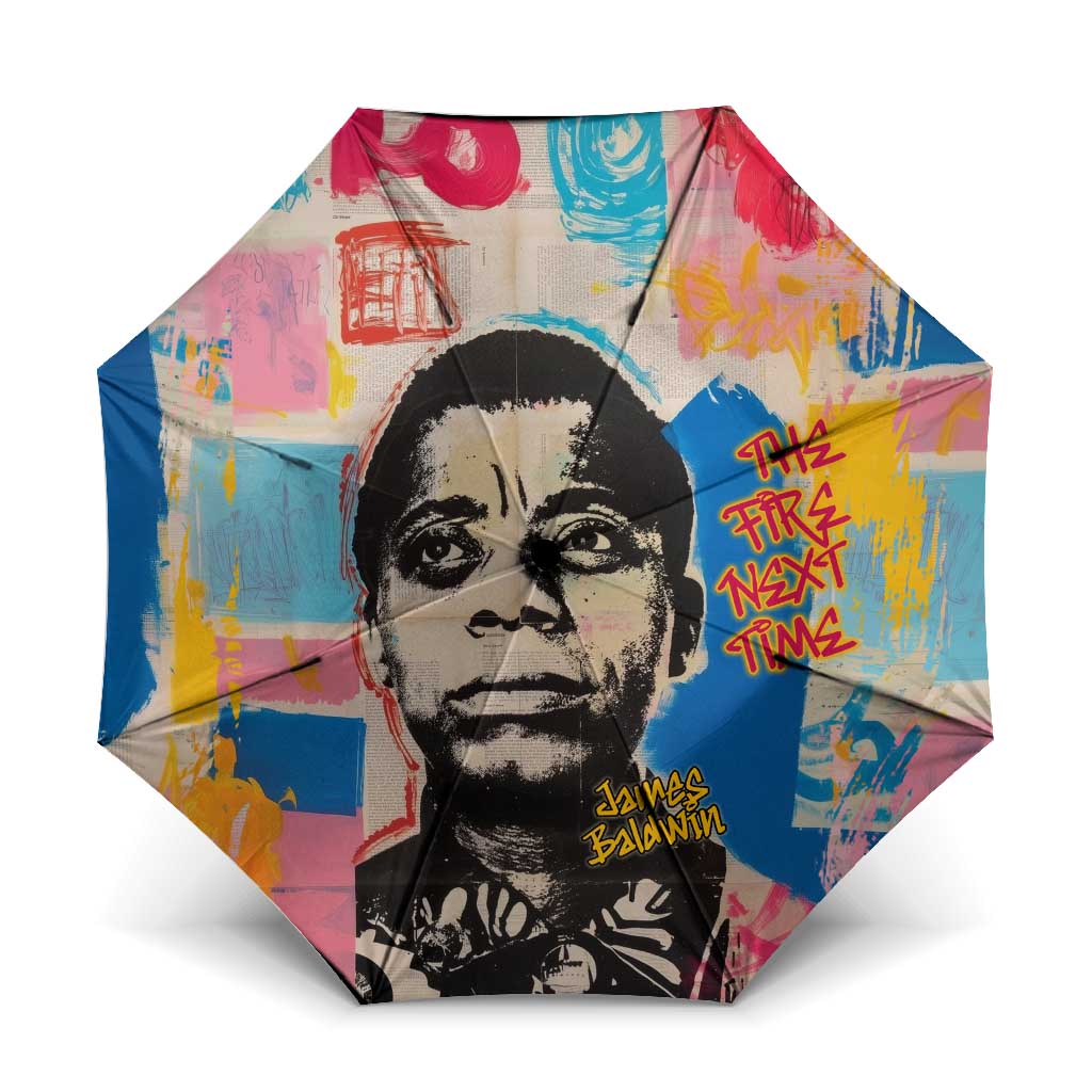 James Baldwin Umbrella Colorful Graffiti Style Portrait The Fire Next Time Text Bold Civil Rights Tribute - Wonder Print Shop