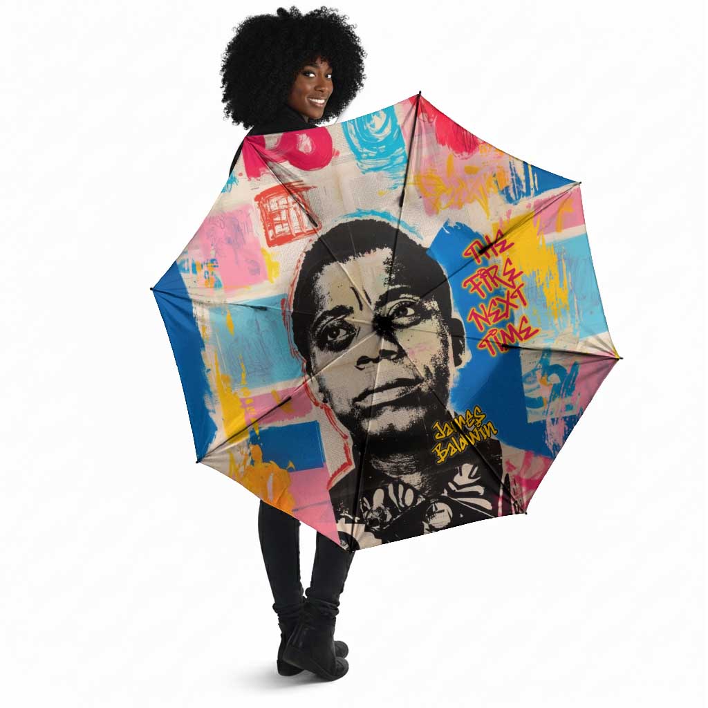 James Baldwin Umbrella Colorful Graffiti Style Portrait The Fire Next Time Text Bold Civil Rights Tribute - Wonder Print Shop