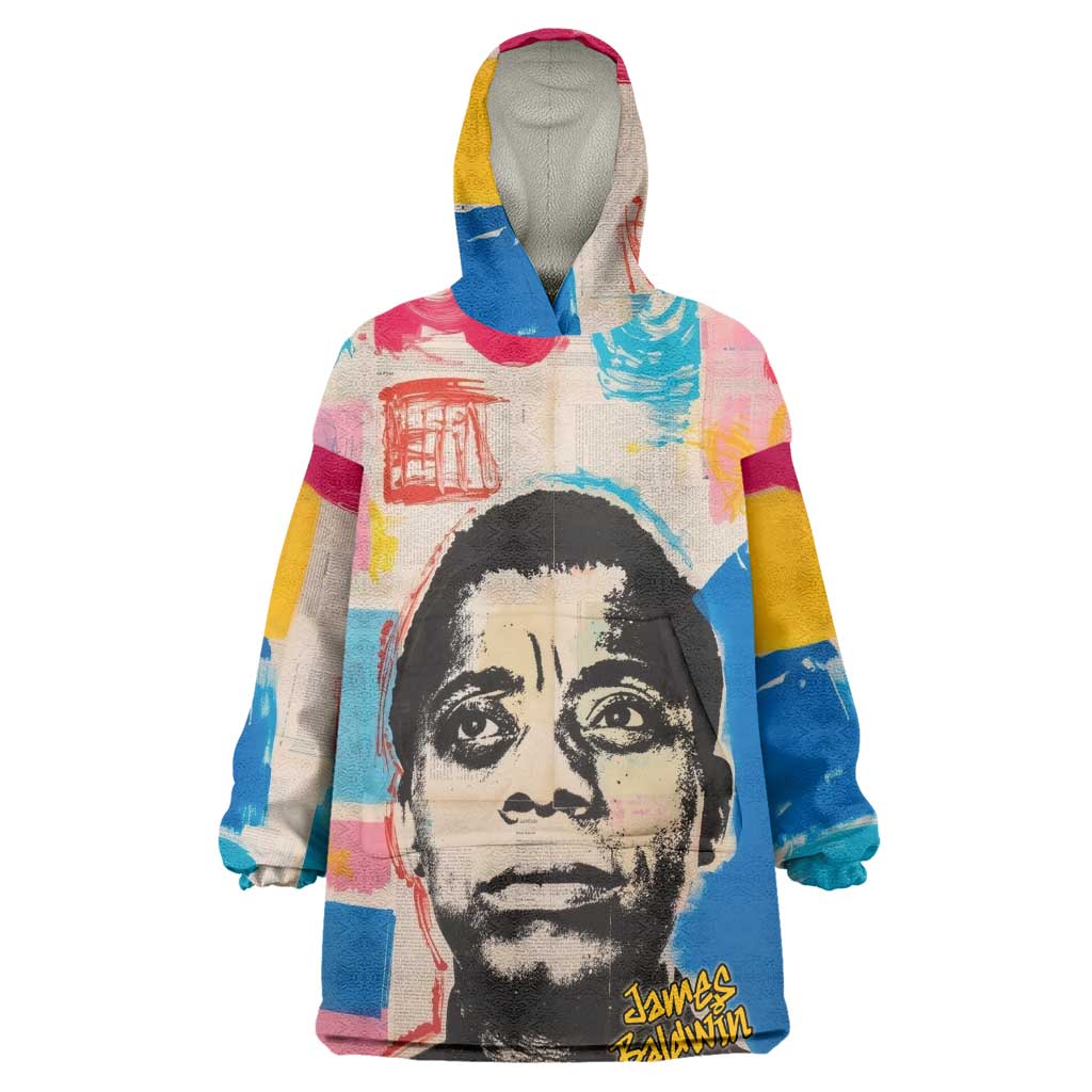 James Baldwin Wearable Blanket Hoodie Colorful Graffiti Style Portrait The Fire Next Time Text Bold Civil Rights Tribute - Wonder Print Shop