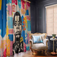 James Baldwin Window Curtain Colorful Graffiti Style Portrait The Fire Next Time Text Bold Civil Rights Tribute - Wonder Print Shop